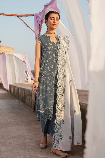 Cross Stitch CERULEAN TAUPE 3PC Meharbano Lawn 2022 Online Shopping